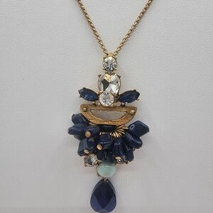 J. Crew Elegant Gold and Blue Necklace